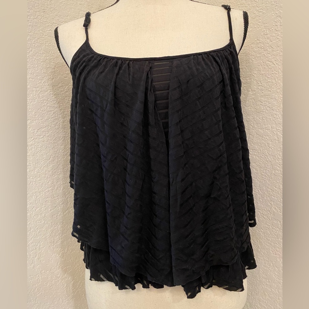 Free People Ruffled Tank Top. Size XS. Color black.